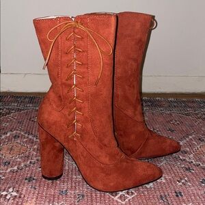 Cape Robbin Burnt Orange Lace Up Boots
